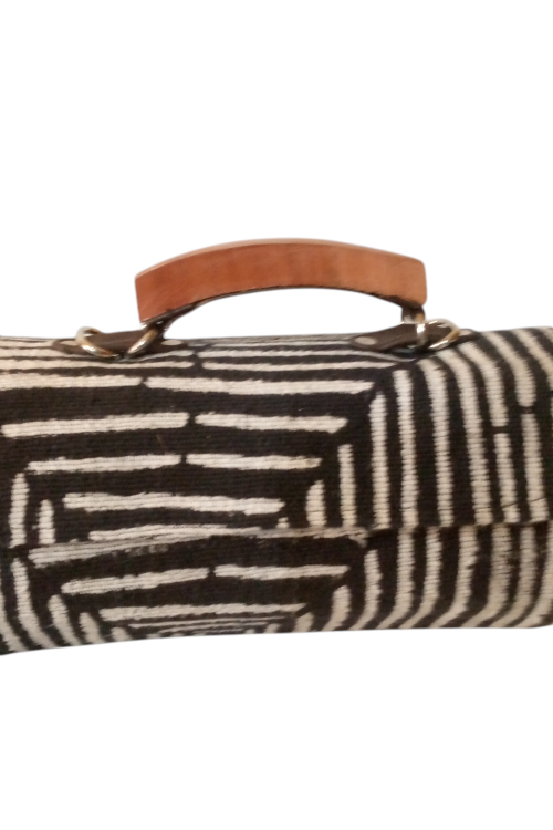 Bogolan/mudcloth wood bag