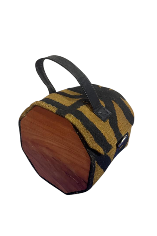 Bogolan/mudcloth wood bag